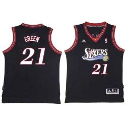 Black Throwback Kenny Green Twill Basketball Jersey -76ers #21 Green Twill Jerseys, FREE SHIPPING