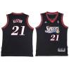 Black Throwback Derrick Alston Twill Basketball Jersey -76ers #21 Alston Twill Jerseys, FREE SHIPPING