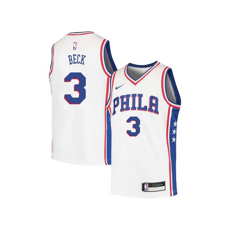 White Ernie Beck Twill Basketball Jersey -76ers #3 Beck Twill Jerseys, FREE SHIPPING