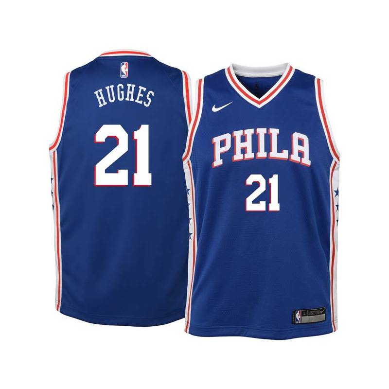 Blue Larry Hughes Twill Basketball Jersey -76ers #21 Hughes Twill Jerseys, FREE SHIPPING