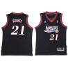 Black Throwback Larry Hughes Twill Basketball Jersey -76ers #21 Hughes Twill Jerseys, FREE SHIPPING