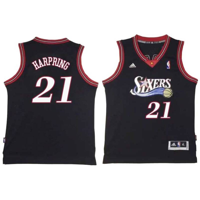 Black Throwback Matt Harpring Twill Basketball Jersey -76ers #21 Harpring Twill Jerseys, FREE SHIPPING