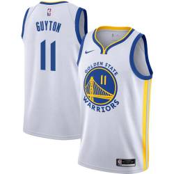 White A.J. Guyton Twill Basketball Jersey -Warriors #11 Guyton Twill Jerseys, FREE SHIPPING