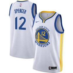 White Andre Spencer Twill Basketball Jersey -Warriors #12 Spencer Twill Jerseys, FREE SHIPPING