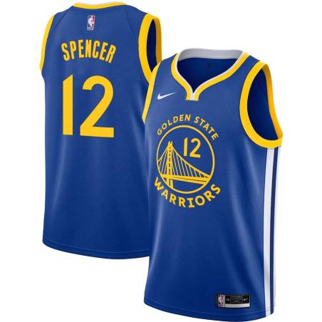 Blue Andre Spencer Twill Basketball Jersey -Warriors #12 Spencer Twill Jerseys, FREE SHIPPING