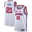 Thaddeus Young Twill Basketball Jersey -76ers #21 Young Twill Jerseys, FREE SHIPPING
