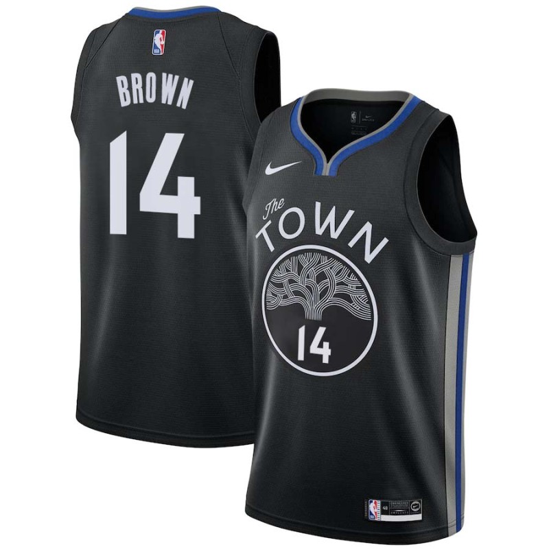 Black Stan Brown Twill Basketball Jersey -Warriors #14 Brown Twill Jerseys, FREE SHIPPING