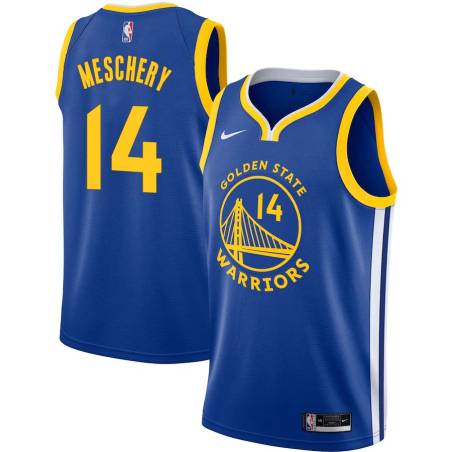 Blue Tom Meschery Twill Basketball Jersey -Warriors #14 Meschery Twill Jerseys, FREE SHIPPING