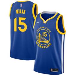 Blue Ed Mikan Twill Basketball Jersey -Warriors #15 Mikan Twill Jerseys, FREE SHIPPING