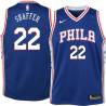 Blue Lee Shaffer Twill Basketball Jersey -76ers #22 Shaffer Twill Jerseys, FREE SHIPPING