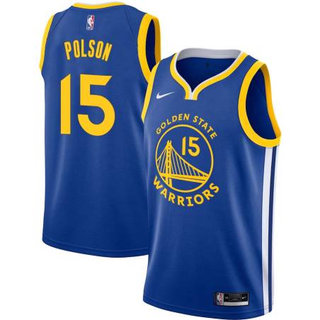Blue Ralph Polson Twill Basketball Jersey -Warriors #15 Polson Twill Jerseys, FREE SHIPPING