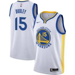 White Charles Dudley Twill Basketball Jersey -Warriors #15 Dudley Twill Jerseys, FREE SHIPPING