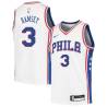 White Cal Ramsey Twill Basketball Jersey -76ers #3 Ramsey Twill Jerseys, FREE SHIPPING