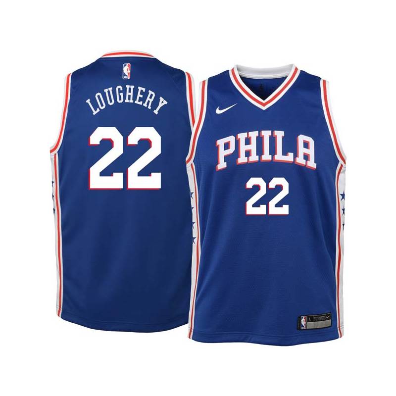 Blue Kevin Loughery Twill Basketball Jersey -76ers #22 Loughery Twill Jerseys, FREE SHIPPING