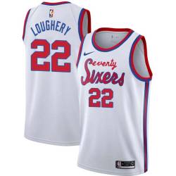 White Classic Kevin Loughery Twill Basketball Jersey -76ers #22 Loughery Twill Jerseys, FREE SHIPPING