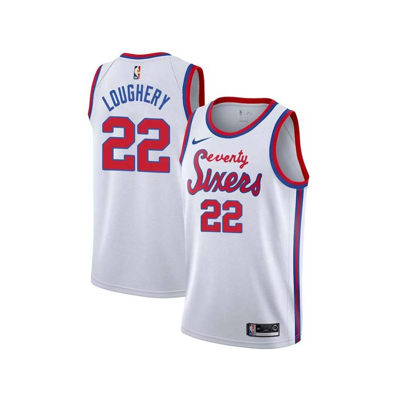 White Classic Kevin Loughery Twill Basketball Jersey -76ers #22 Loughery Twill Jerseys, FREE SHIPPING