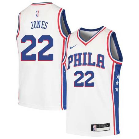 White Larry Jones Twill Basketball Jersey -76ers #22 Jones Twill Jerseys, FREE SHIPPING