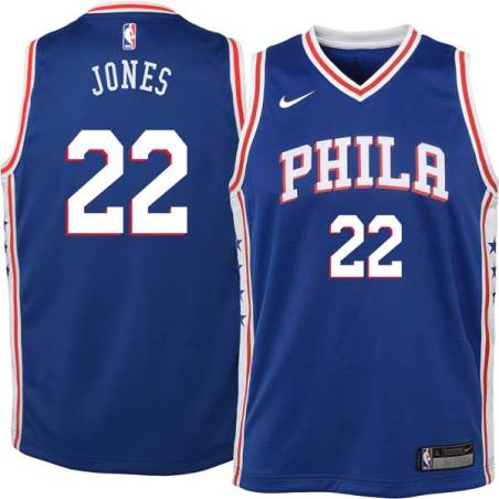 Blue Larry Jones Twill Basketball Jersey -76ers #22 Jones Twill Jerseys, FREE SHIPPING