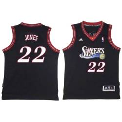 Black Throwback Larry Jones Twill Basketball Jersey -76ers #22 Jones Twill Jerseys, FREE SHIPPING