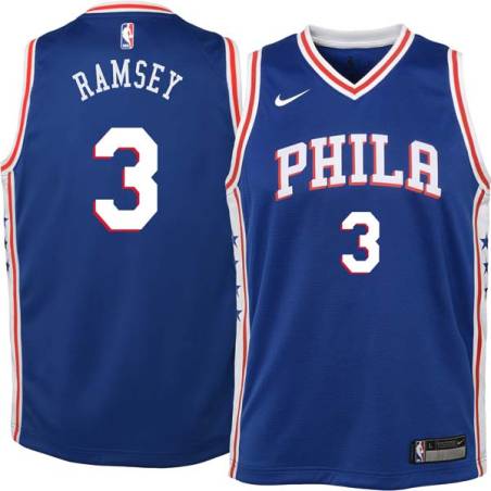 Blue Cal Ramsey Twill Basketball Jersey -76ers #3 Ramsey Twill Jerseys, FREE SHIPPING