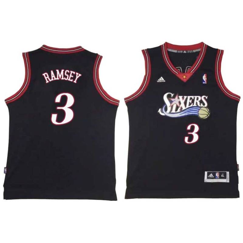 Black Throwback Cal Ramsey Twill Basketball Jersey -76ers #3 Ramsey Twill Jerseys, FREE SHIPPING