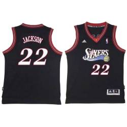 Black Throwback Jim Jackson Twill Basketball Jersey -76ers #22 Jackson Twill Jerseys, FREE SHIPPING