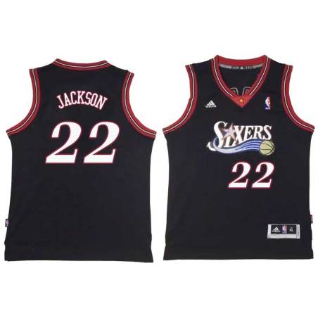 Black Throwback Jim Jackson Twill Basketball Jersey -76ers #22 Jackson Twill Jerseys, FREE SHIPPING