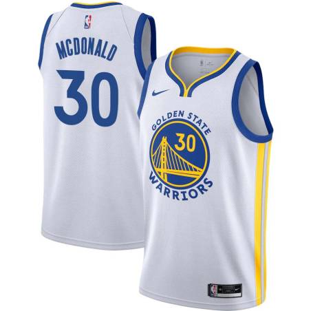 White Ben McDonald Twill Basketball Jersey -Warriors #30 Mcdonald Twill Jerseys, FREE SHIPPING