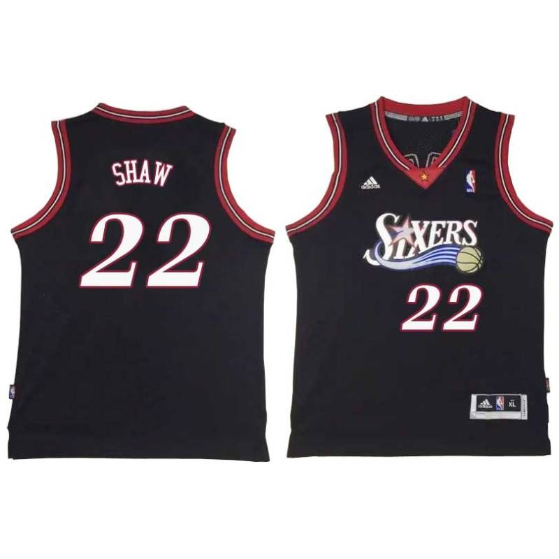 Black Throwback Brian Shaw Twill Basketball Jersey -76ers #22 Shaw Twill Jerseys, FREE SHIPPING