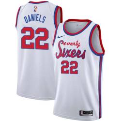 White Classic Antonio Daniels Twill Basketball Jersey -76ers #22 Daniels Twill Jerseys, FREE SHIPPING