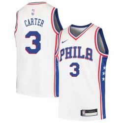 White Fred Carter Twill Basketball Jersey -76ers #3 Carter Twill Jerseys, FREE SHIPPING