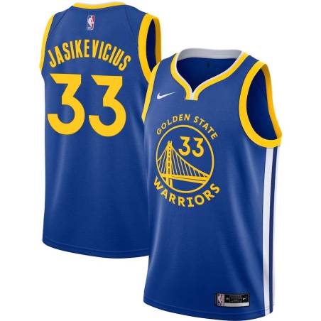 Blue Sarunas Jasikevicius Twill Basketball Jersey -Warriors #33 Jasikevicius Twill Jerseys, FREE SHIPPING