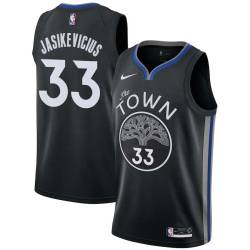 Black Sarunas Jasikevicius Twill Basketball Jersey -Warriors #33 Jasikevicius Twill Jerseys, FREE SHIPPING