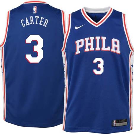 Blue Fred Carter Twill Basketball Jersey -76ers #3 Carter Twill Jerseys, FREE SHIPPING