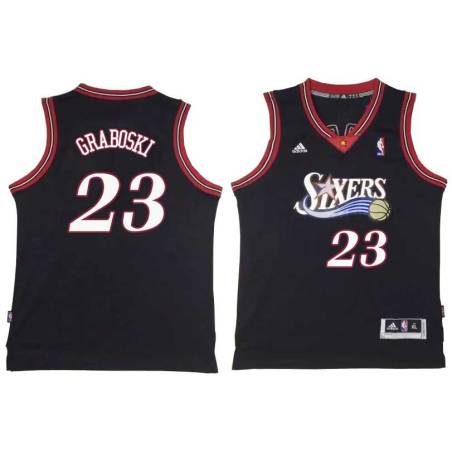 Black Throwback Joe Graboski Twill Basketball Jersey -76ers #23 Graboski Twill Jerseys, FREE SHIPPING