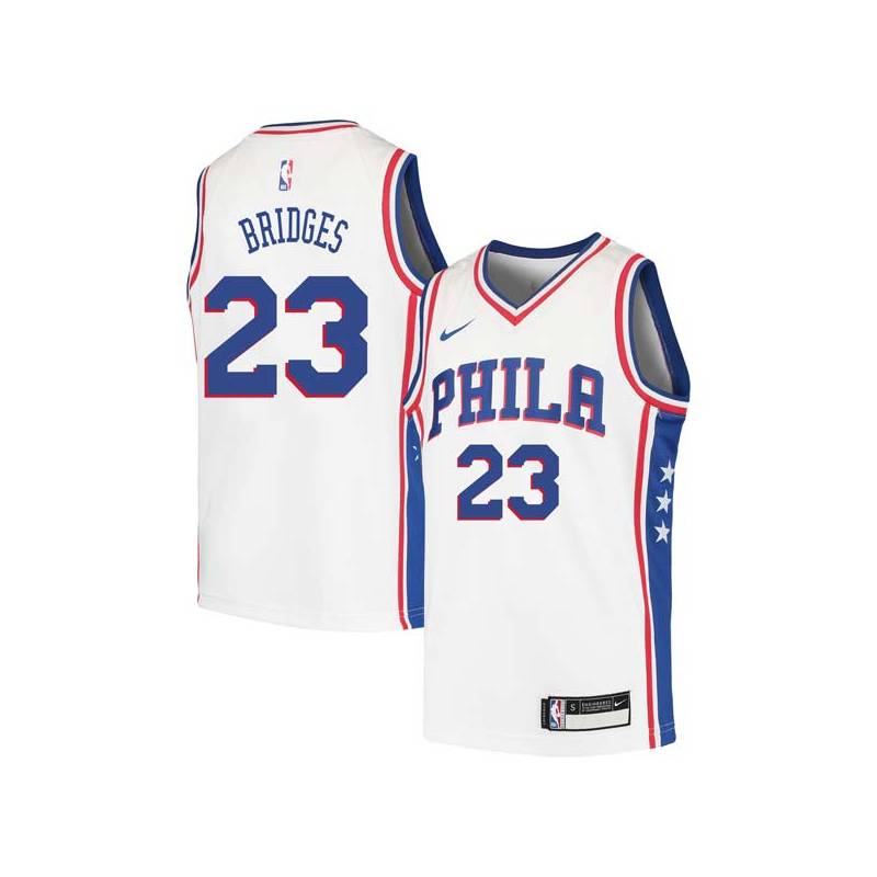 White Bill Bridges Twill Basketball Jersey -76ers #23 Bridges Twill Jerseys, FREE SHIPPING