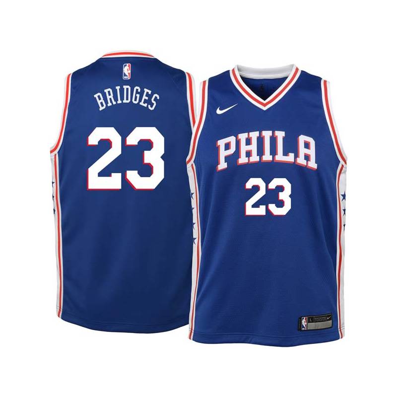 Blue Bill Bridges Twill Basketball Jersey -76ers #23 Bridges Twill Jerseys, FREE SHIPPING