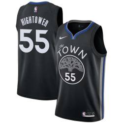 Black Wayne Hightower Twill Basketball Jersey -Warriors #55 Hightower Twill Jerseys, FREE SHIPPING