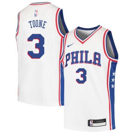 White Bernard Toone Twill Basketball Jersey -76ers #3 Toone Twill Jerseys, FREE SHIPPING
