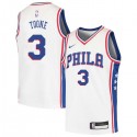 White Bernard Toone Twill Basketball Jersey -76ers #3 Toone Twill Jerseys, FREE SHIPPING