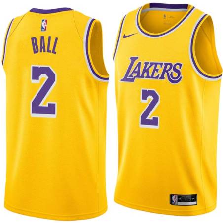Gold Los Angeles #2 Lonzo Ball 2017 Draft Twill Basketball Jersey, Ball Lakers Twill Jersey