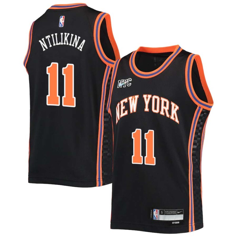 2021-22City New York #11 Frank Ntilikina 2017 Draft Twill Basketball Jersey, Ntilikina Knicks Twill Jersey