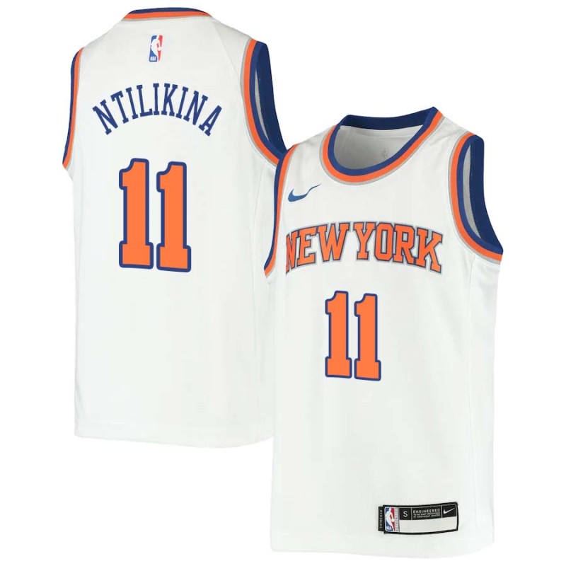 White New York #11 Frank Ntilikina 2017 Draft Twill Basketball Jersey, Ntilikina Knicks Twill Jersey