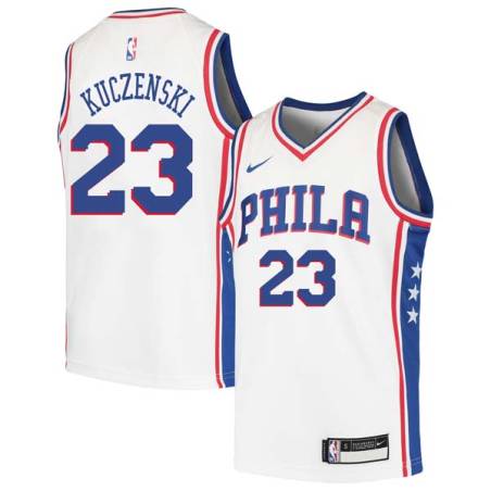 White Bruce Kuczenski Twill Basketball Jersey -76ers #23 Kuczenski Twill Jerseys, FREE SHIPPING