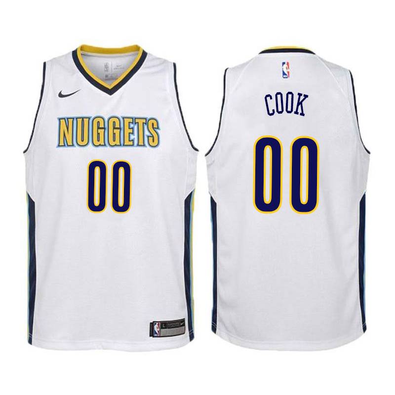 White Anthony Cook Nuggets #00 Twill Basketball Jersey