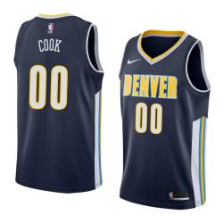 Navy Anthony Cook Nuggets #00 Twill Basketball Jersey