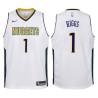 White Kenny Higgs Nuggets #1 Twill Basketball Jersey