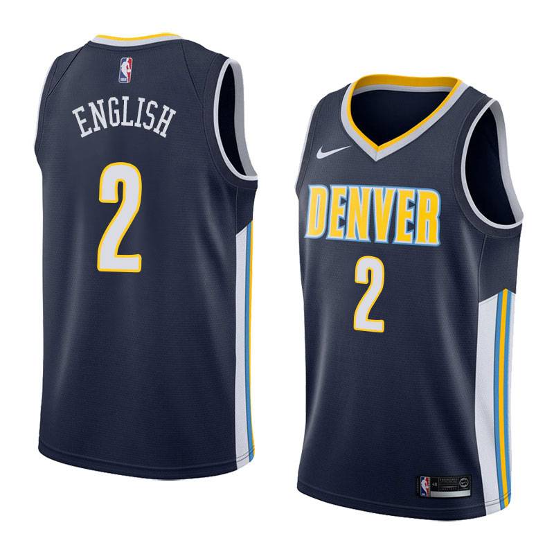 Navy Alex English Nuggets #2 Twill Basketball Jersey
