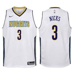 White Carl Nicks Nuggets #3 Twill Basketball Jersey