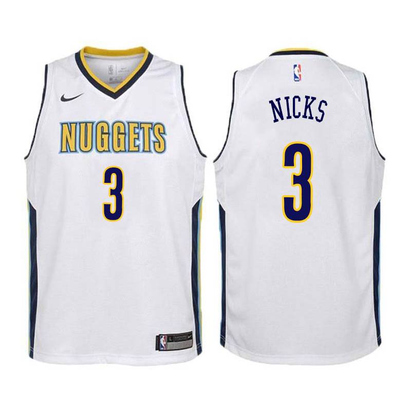 White Carl Nicks Nuggets #3 Twill Basketball Jersey